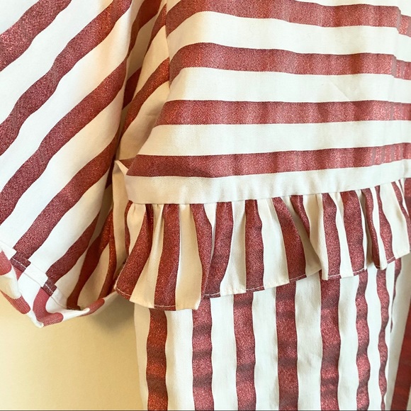 SOLD Red and off white stripped blouse - Picture 3 of 15
